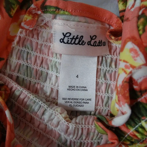 Little Lass 3 Piece Outfit Floral Top Green Shorts Headband Set Girls Size 4 - Picture 3 of 9